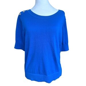 MICHAEL KORS Vibrant Blue Button-Shoulder Women's Blouse XS , S , M MSR $98.00